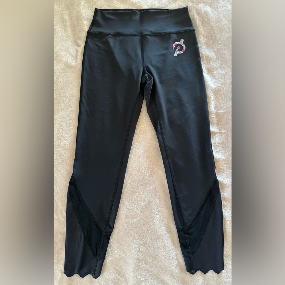 Peloton Move Mission Scalloped Hem Mesh Leggings Black Size Large